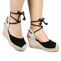 Sandália Feminina Anabela Espadrille Plataforma de Amarrar M