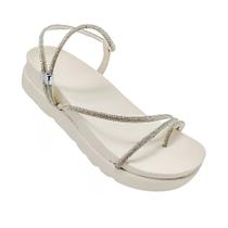 Sandália Feminina Anabela Flatform Brilhos Strass Moda Luxo Confort