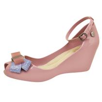 Sandália Feminina Anabela Laço Gliter moda confortável elegante Miss Miss ref 10125
