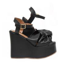 Sandália Feminina Anabela Preta Plataforma Solado Alto 14cm Sandália Feminina Anabela Preta Plataforma Solado Alto 14cm