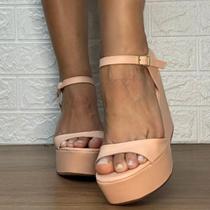 Sandália Feminina Anabela Salto 10cm Confortável Moderna Moda Blogueira Sandália Feminina Anabela Salto 10cm Confortável Moderna Moda Blogueira