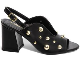Sandália Feminina Ankle Boot Salto Alto Grosso 7 cm Preto