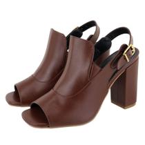Sandália Feminina Ankle Boot Salto Médio Fecho Fivela Sandália Casual