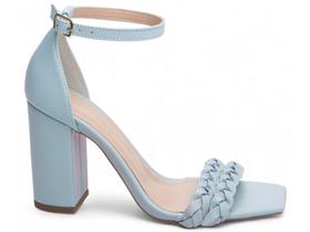Sandália Feminina Azul Torricella Salto Bloco 8,5cm Fashion Cerimônia e Eventos.