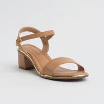 Sandália Feminina Beira Rio Camel Salto Médio Modelo Fashion -