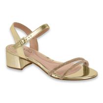 Sandalia Feminina Beira Rio Conforto Salto Baixo Bloco Festa Chic Brilho Strass Ref: 8345.646