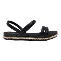 Sandália Feminina Beira Rio Napa Flat Casual - Preto