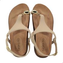 Sandália Feminina Beira Rio Nobuck Lisboa Bege