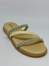 Sandália Feminina Beira Rio Rasteira Chinelo Multi 3 Tiras Trançada Strass Brilho Glitter Sandália Feminina Beira Rio Rasteira Chinelo Multi 3 Tiras Trançada Strass Brilho Glitter