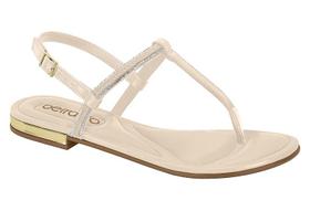 Sandália Feminina Beira Rio Rasteira Flat Básica Detalhe Dourado Conforto Sandália Feminina Beira Rio Rasteira Flat Básica Detalhe Dourado Conforto