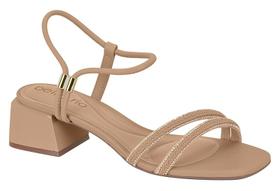 Sandália Feminina Beira Rio Salto Baixo Bloco Grosso Bico Quadrado strass Brilho