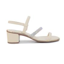Sandália Feminina Beira Rio Strass Salto Bloco Creme - 8379 Sandália Feminina Beira Rio Strass Salto Bloco Creme - 8379