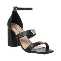 Sandália Feminina Bico Quadrado Salto Bloco Traseiro Fechado