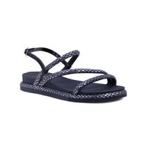 Sandália Feminina Black Diamond Tiras Strass Moda Conforto Papete Rasteirinha Pedraria