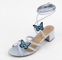Sandália Feminina Borboleta Salto Bloco Blogueira Conforto
