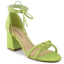 Sandália feminina bottero 341802 em couro salto bloco 7 cm verde limone Sandália feminina bottero 341802 em couro salto bloco 7 cm verde limone