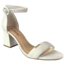 Sandália Feminina Bottero em Couro Salto Alto Bloco Sandália Feminina Bottero em Couro Salto Alto Bloco