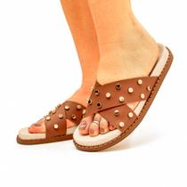 Sandália Feminina Brilho Flat Papete Fatflorm Plataforma Enfeite Metálico Casual Sandália Feminina Brilho Flat Papete Fatflorm Plataforma Enfeite Metálico Casual
