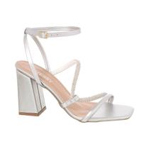 Sandália Feminina Brilho Salto Alto Confortável Original Stessy shoes