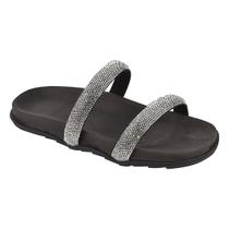 Sandalia Feminina Brilho Strass Preto 2 Tiras Sandalia Feminina Brilho Strass Preto 2 Tiras