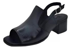 Sandália Feminina Capri em Couro Preto Chamonix