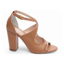 Sandália Feminina Caramelo Salto Grosso 8,5cm 6000-121C