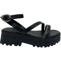 Sandália Feminina Casual Dia a Dia Passeio Com Strass FlatForm Tratorada Ramarim 2538205
