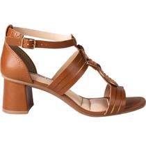 Sandália Feminina Casual Dia a Dia Passeio Trabalho com Pedrarias Salto Bloco Médio Conforto Dakota Y7962