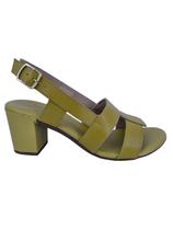 Sandália Feminina Casual Em Couro Salto Bloco Scarpetti 1128-1427 Amarelo