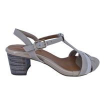Sandália Feminina Casual Em Couro Salto Bloco Scarpetti 98-1894 Off White