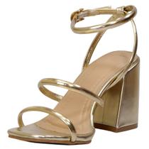 Sandália Feminina Casual Lisa Salto Grosso e Fecho de Fivela