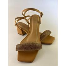 Sandália Feminina Casual Salto Bananinha Strass Luxo Sandália Feminina Casual Salto Bananinha Strass Luxo