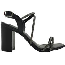 Sandália Feminina Casual Social Dia a Dia com Strass Salto Alto Conforto Via Marte 139-011