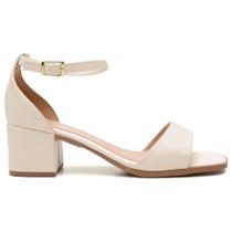 Sandália Feminina Cecilia Off White Salto Bloco