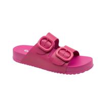 Sandalia Feminina Chinelo Em Couro Leve Magenta