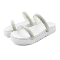 Sandália Feminina Chinelo Papate Colorida Slide Strass Plataforma