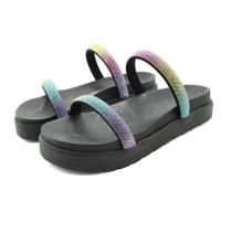 Sandália Feminina Chinelo Papate Colorida Slide Strass Plataforma Sandália Feminina Chinelo Papate Colorida Slide Strass Plataforma