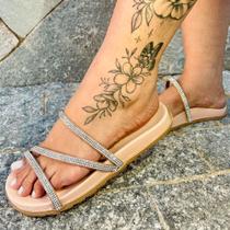 Sandália Feminina Chinelo Strass papete Brilho Blogueira Confortável flatform 2023 (B-Malu)