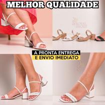 Sandália Feminina Com Salto Bloco Médio Com 5cm De Altura Super Confortável Macio