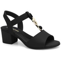 Sandália feminina comfortflex elástico salto bloco tamanco