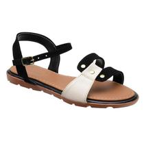 Sandália Feminina Confortável Duo Color Detalhe em Metal Sandália Feminina Confortável Duo Color Detalhe em Metal