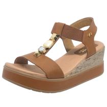 Sandalia Feminina Conforto Anabela Media Couro Pegada