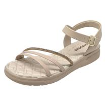 Sandália Feminina Conforto Flatform Strass Comfortflex