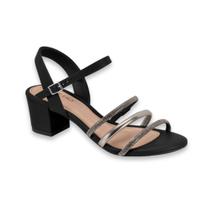 Sandalia Feminina Conforto Salto Grosso Beira Rio 82461198 Cor:Preto GrafiteTamanho:34