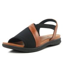 Sandália Feminina Couro Elástico Conforto Casual Usaflex Sandália Feminina Couro Elástico Conforto Casual Usaflex