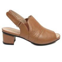Sandália Feminina Couro Legitimo Alexxa Opananken - Caramelo