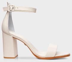 Sandalia feminina couro mestico off white lait