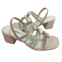 sandália feminina Dakota salto médio com pedrarias