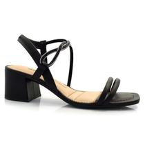 Sandália Feminina Dakota Strass Salto Bloco Bico Quadrado Sandália Feminina Dakota Strass Salto Bloco Bico Quadrado