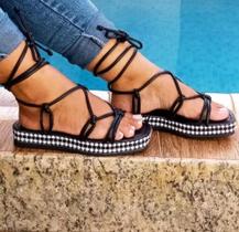 Sandália Feminina De Amarrar Papete Flatform Confort